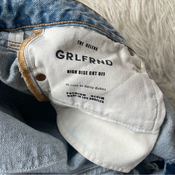 GRLFRND Helena Newport Blue Distressed High Rise Cut-Off Denim Shorts NWT Sz 28 - Picture 10 of 12